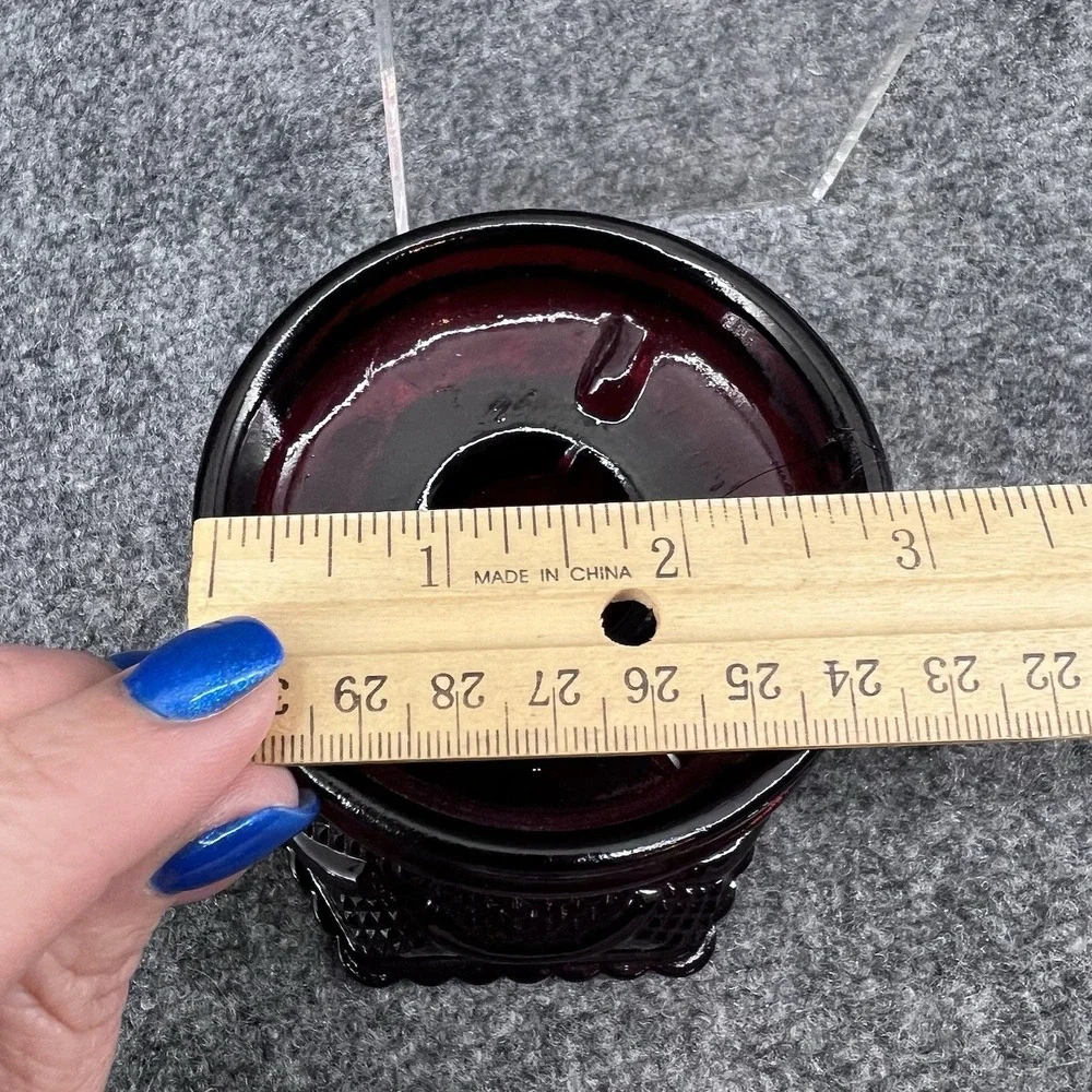Vintage AVON Ruby Red 1876 Cape Cod Hurricane Lamp Base Candle Holder 4.5